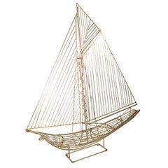 Curtis Cere Brass Sail Boat Sculpture