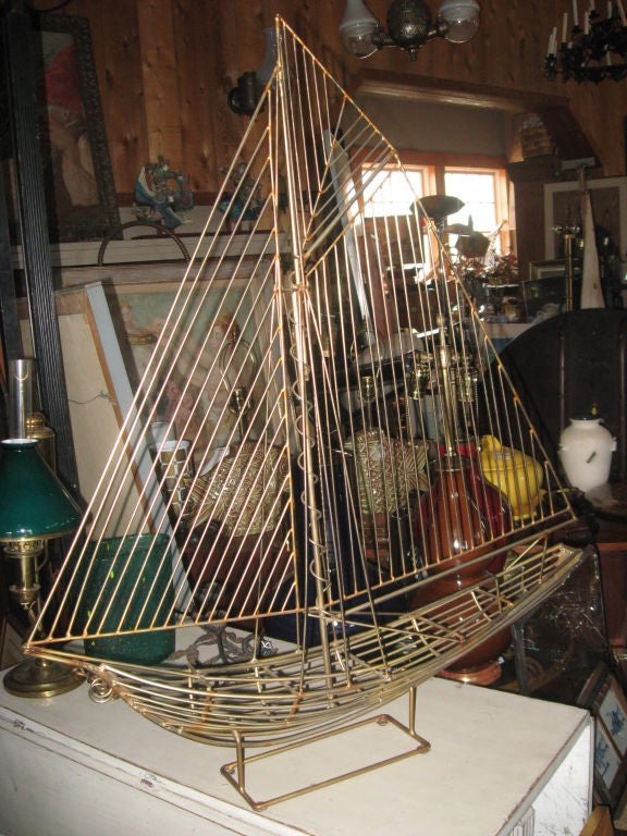 American Curtis Cere Brass Sail Boat Sculpture