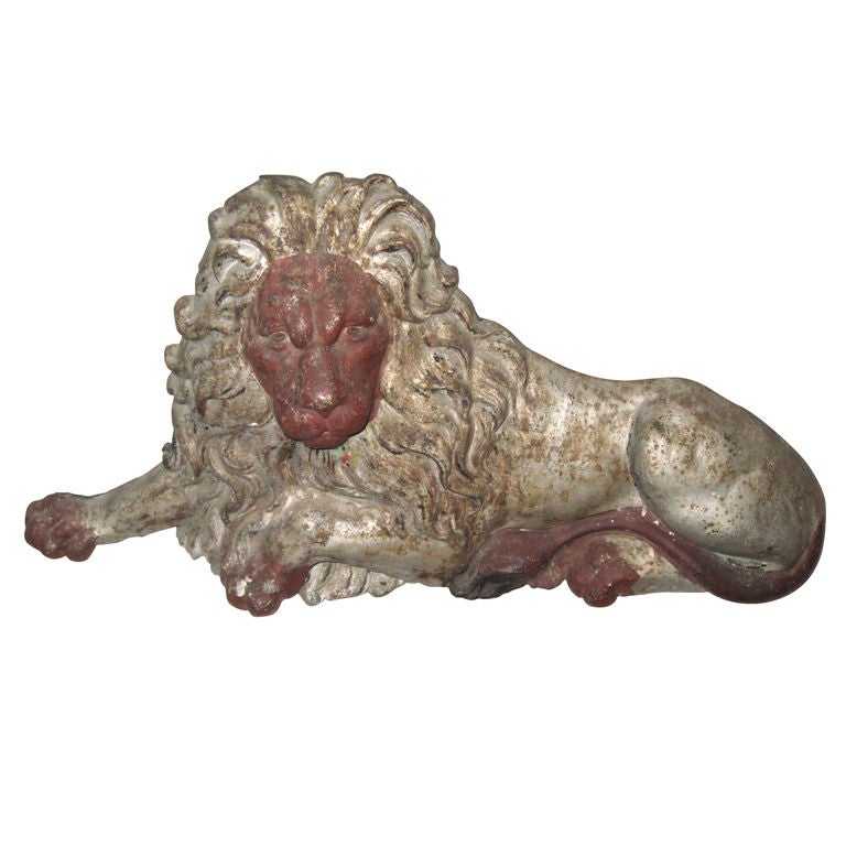 Georgian Monumental Iron Lion Door Stop or Fireplace Ornament