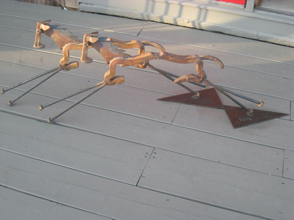 Iron Horses Sculpture by Weise In Good Condition For Sale In Water Mill, NY