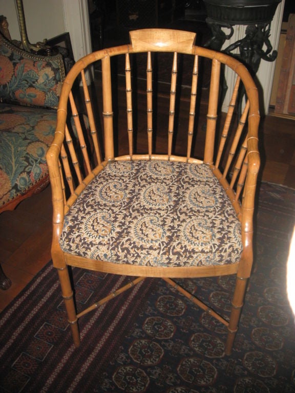 Pr. of Faux  Bamboo Regency Style Arm Chairs