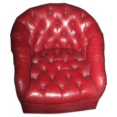 Ward Bennet Midcentury Leather Swivel Chair