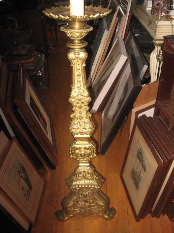 Kerzenständerlampe aus Bronze (20. Jahrhundert) im Angebot