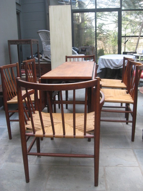 Jorgen Baekmark Mid-Century Danish Modern Six Teak Dining Chairs In Good Condition In Water Mill, NY