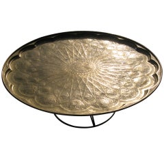 Antique 48" Brass Hand Hammered Iranian Tray