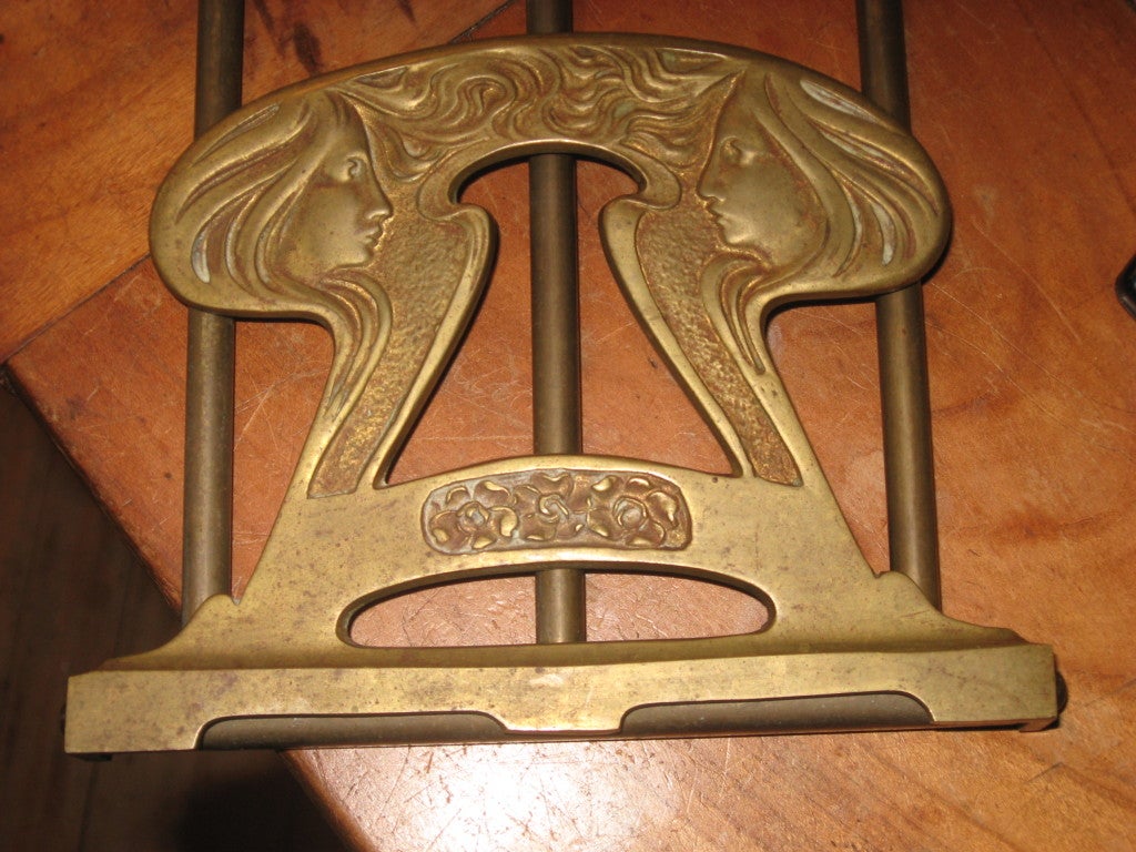 Bronze Art Nouveau Book Holder that pulls out from 14