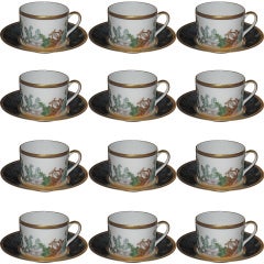 Set of 12 Cups & Saucers-Metropoles by Bernardaud Limoges