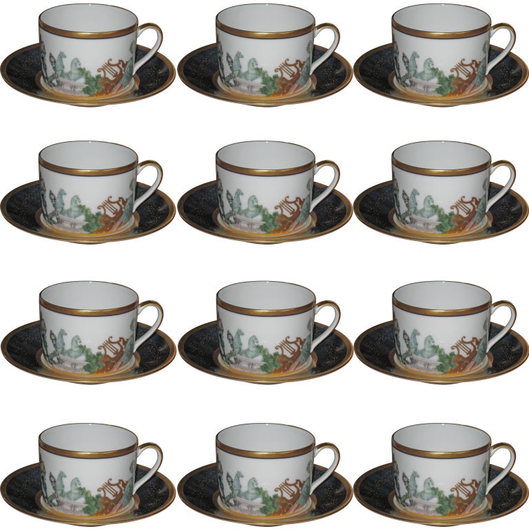 Set of 12 Cups & Saucers-Metropoles by Bernardaud Limoges
