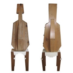 Pair of Antique Cello Cases on Modern Stands