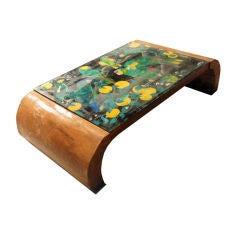 Coffee Table with Painted Glass Top by Jose Zanine Caldas