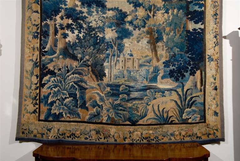 18th Century French Aubusson Tapestry Depicting a Castle 1