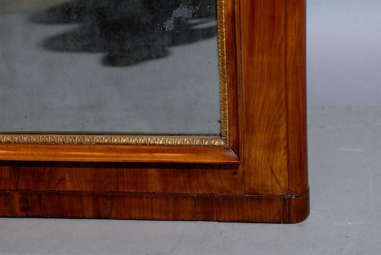 19th Century Fruitwood Empire Trumeau Mirror with Gilt Accent 1