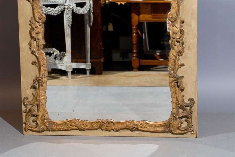 19th Century French Painted & Parcel Gilt Trumeau Mirror 1