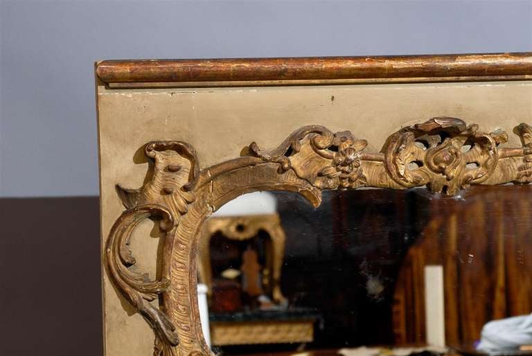 19th Century French Painted & Parcel Gilt Trumeau Mirror 2