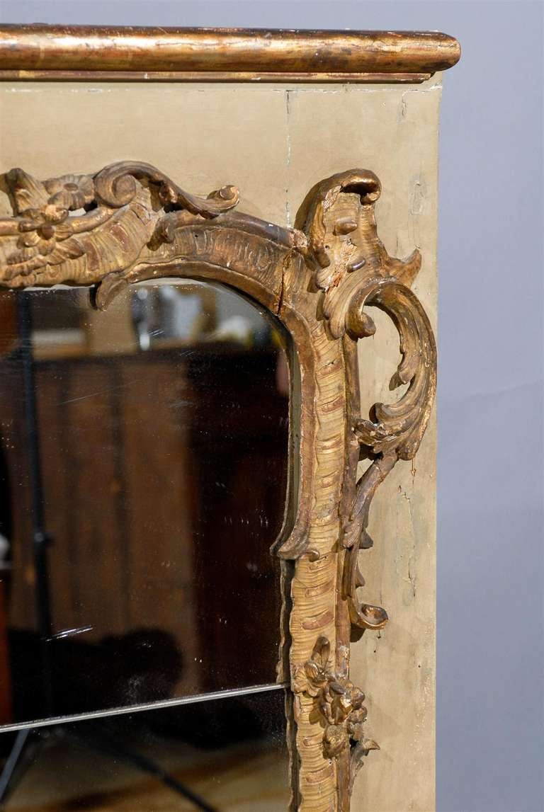 19th Century French Painted & Parcel Gilt Trumeau Mirror 5