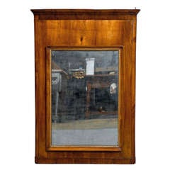 19th Century Fruitwood Empire Trumeau Mirror with Gilt Accent