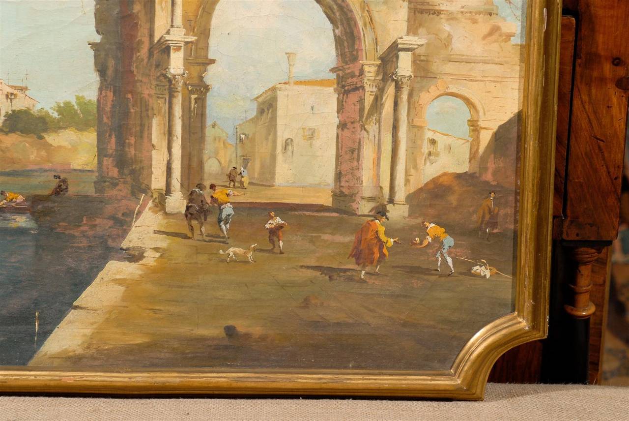 Italian Oil on Canvas Classical Painting in the Manner of Francesco Guardi 5