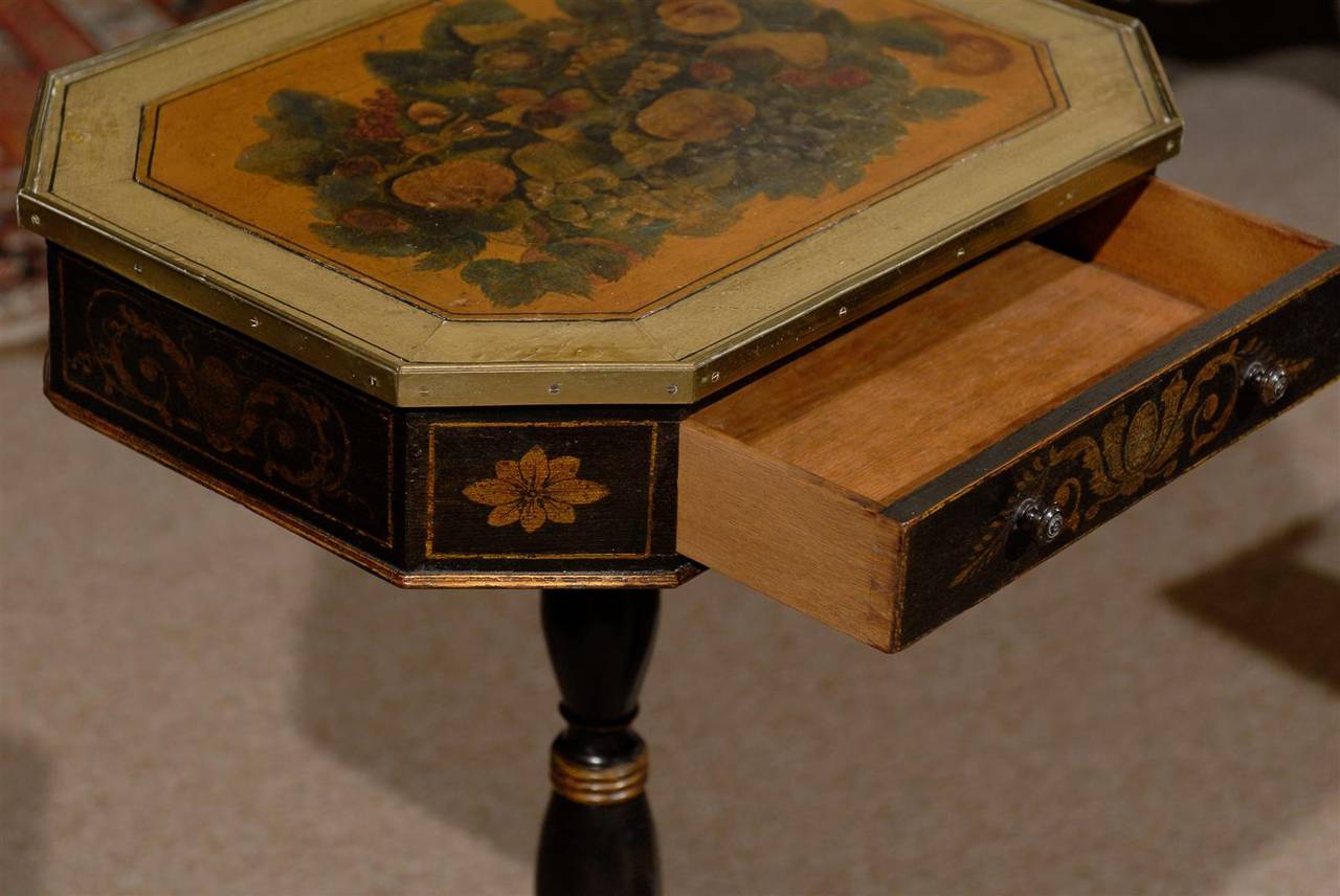Regency Style Side Table with Decoupage Floral Decorated Top 2