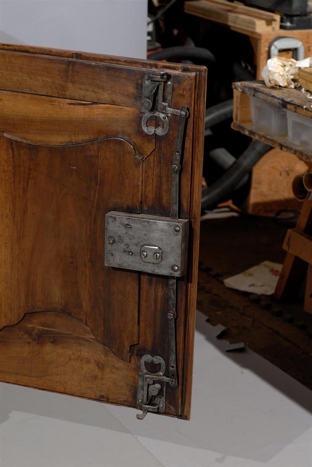 Carved Early 18th Century Regence Walnut Buffet with Grey Oyster Marble Top For Sale