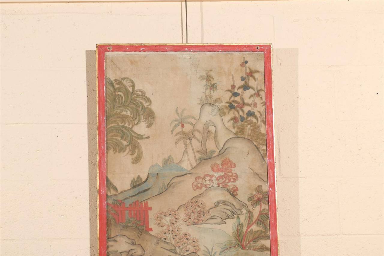 Pair of Large Framed 19th Century Chinoiserie Design Paper Panels 5