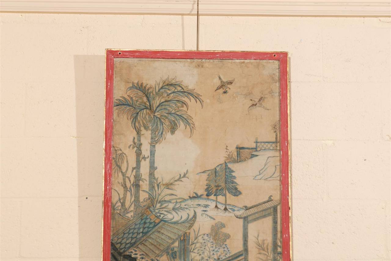 Pair of Large Framed 19th Century Chinoiserie Design Paper Panels 6