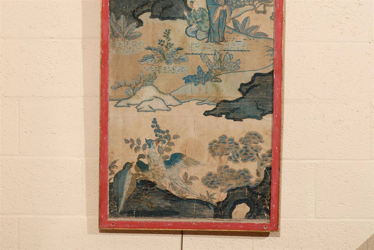 Pair of Large Framed 19th Century Chinoiserie Design Paper Panels 1