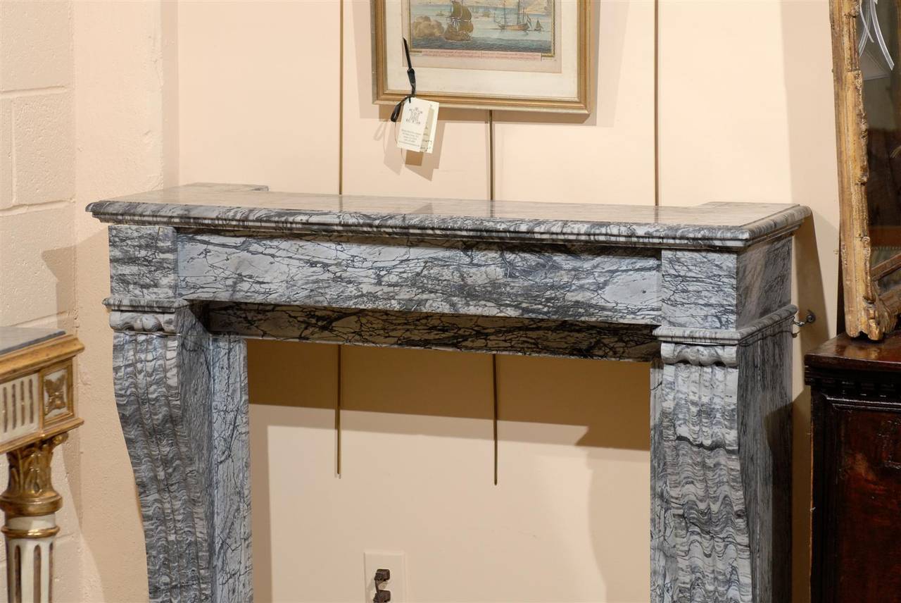 English 19th Century French Grey Marble Mantel For Sale