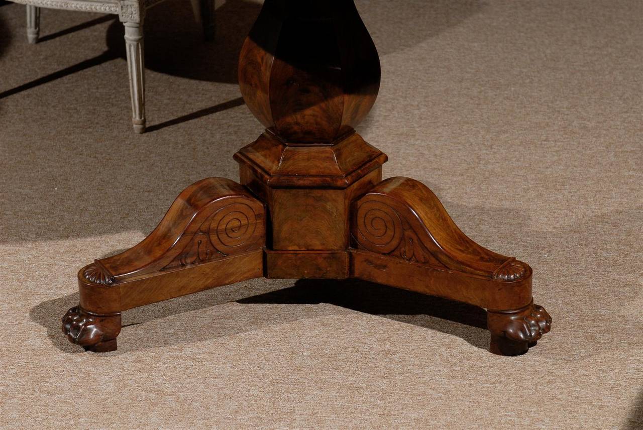 French Restauration Period Mahogany Center Table with Marble Top, circa 1830 1