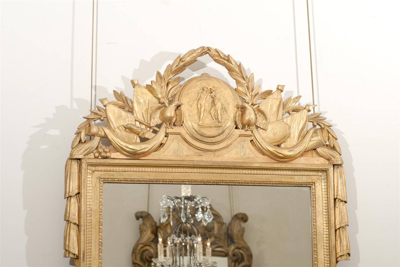 Großer französischer Louis XVI-Giltwood-Spiegel im Zustand „Gut“ im Angebot in Atlanta, GA