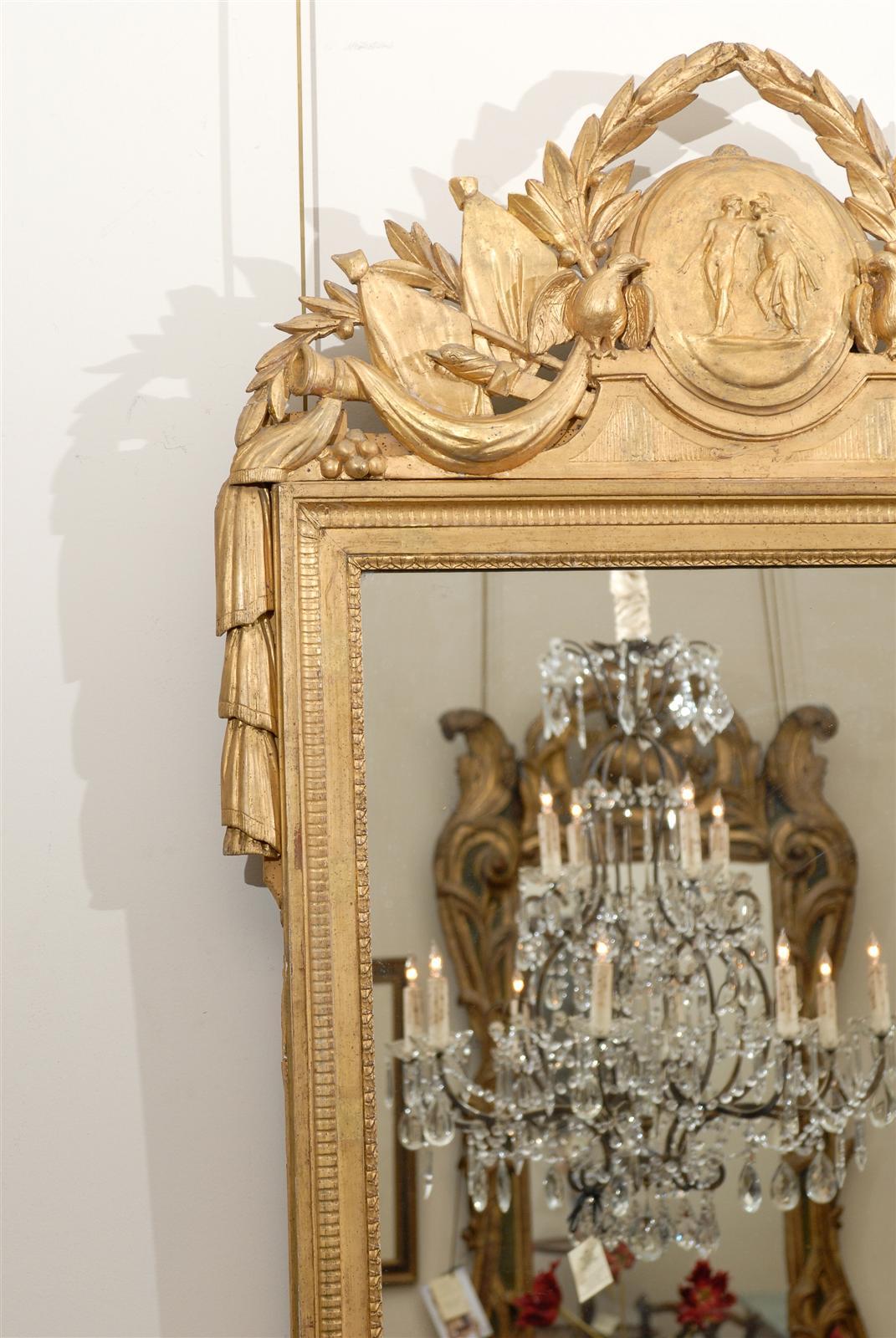 Großer französischer Louis XVI-Giltwood-Spiegel im Angebot 3