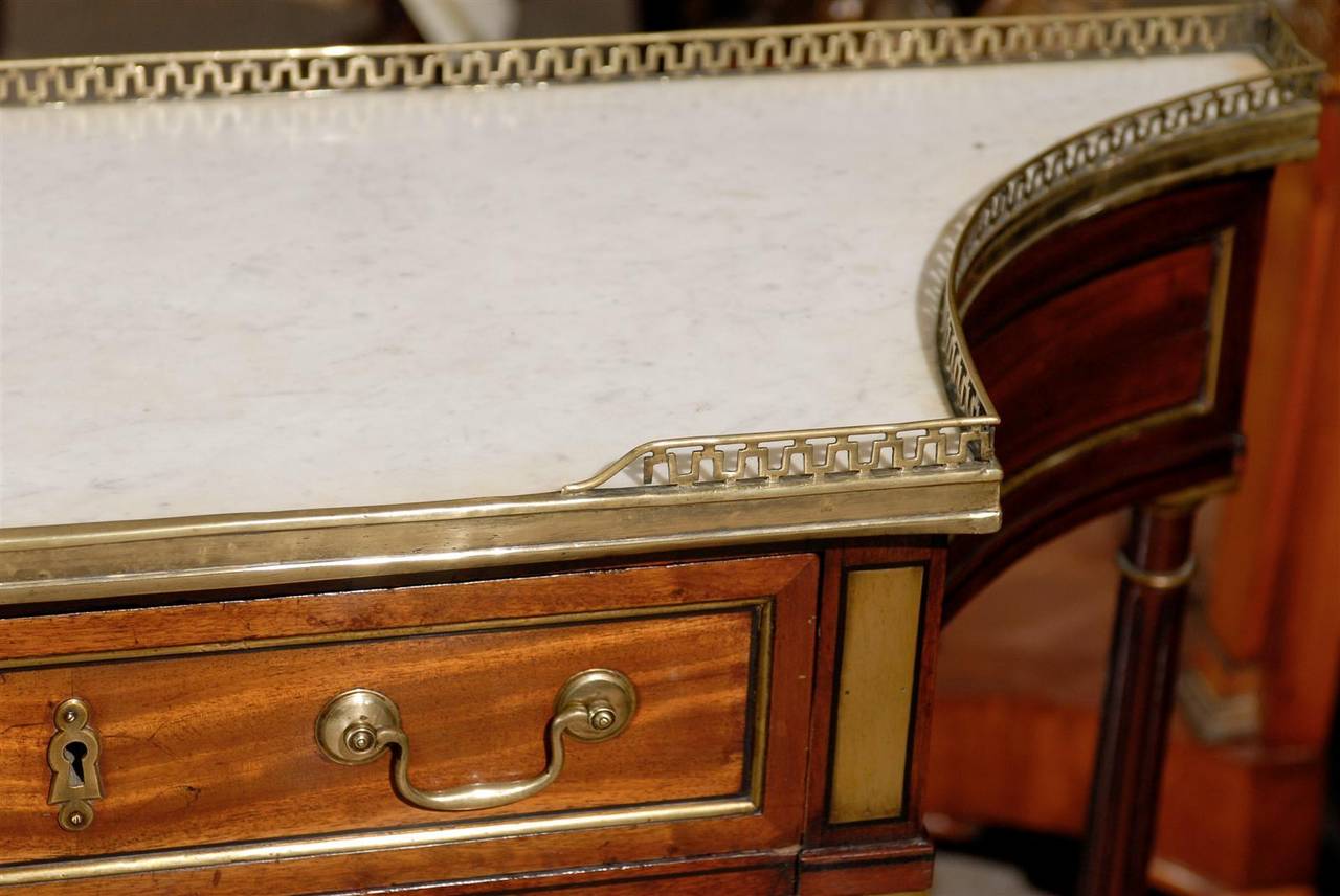 Late 18th Century French Louis XVI Walnut Dessert Table with Marble Top 4