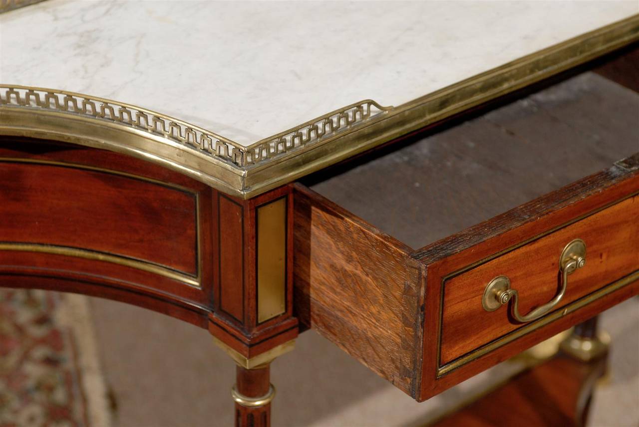 Late 18th Century French Louis XVI Walnut Dessert Table with Marble Top 5