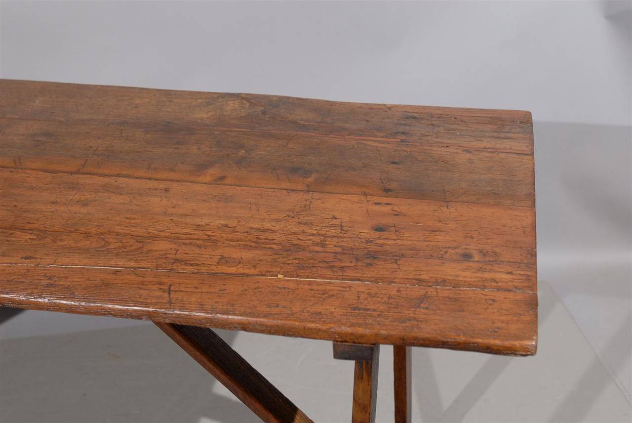 Italian Oak Trestle Table, circa 1890 4