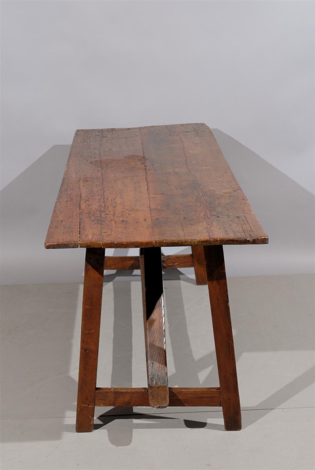 Italian Oak Trestle Table, circa 1890 1