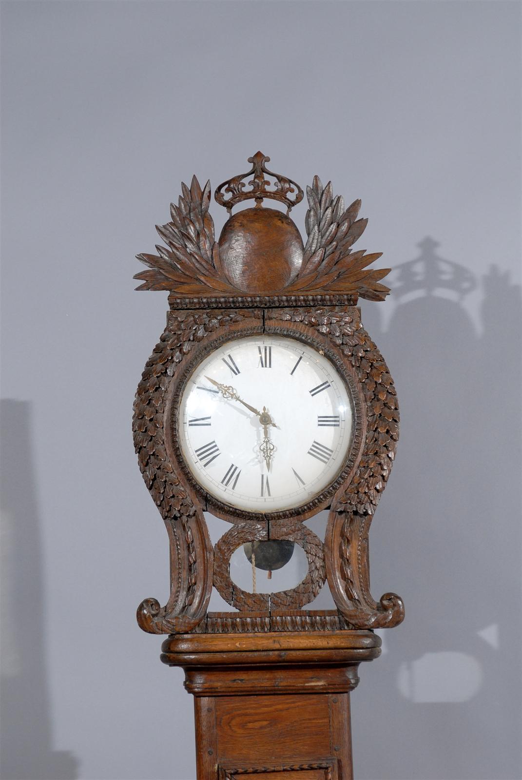 French Normandy Tall-Case Clock in Oak, France, circa 1800