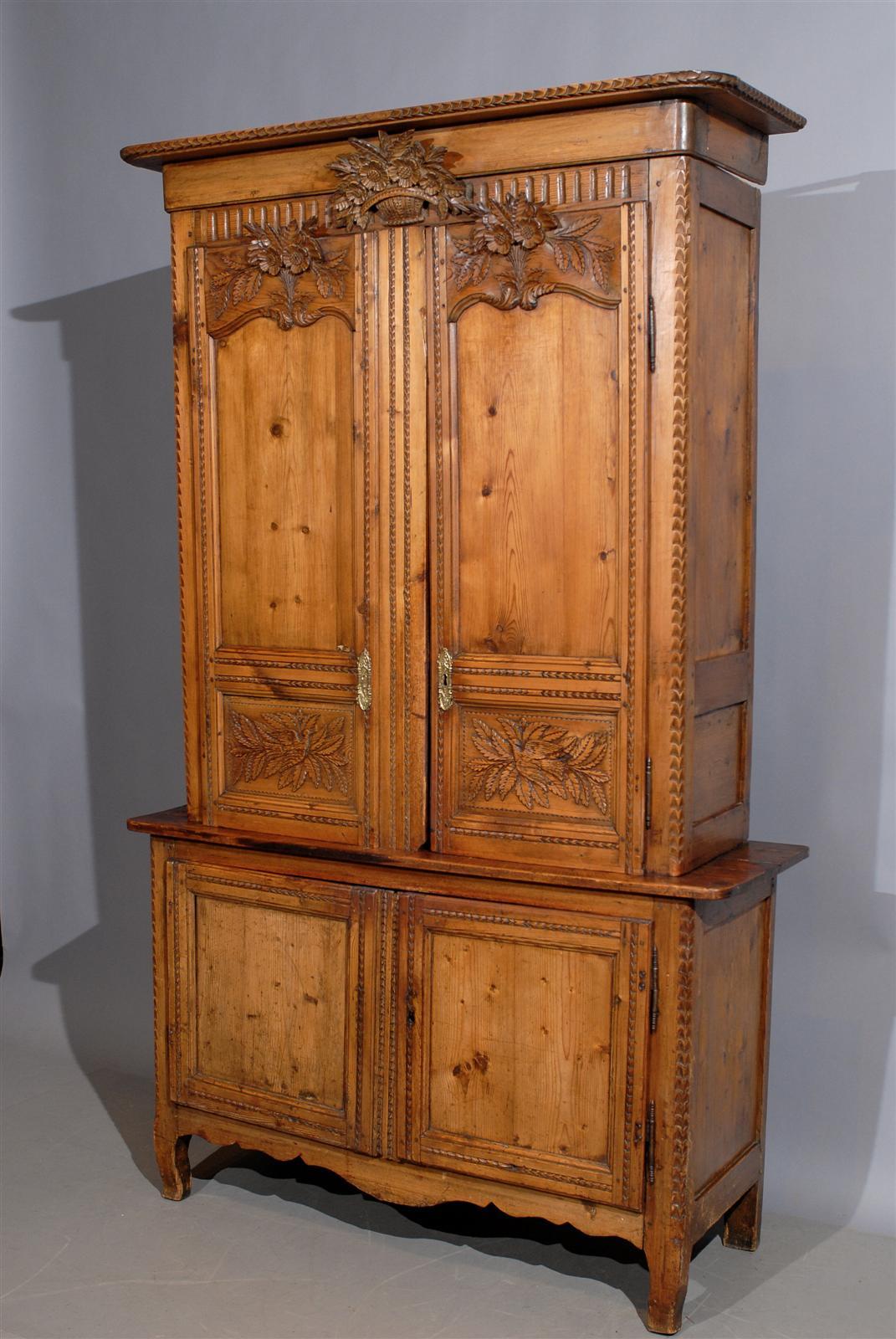 19th Century French Pine Buffet Deux Corps, Normandy 2