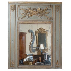 18th Century Louis XVI Painted & Parcel Gilt Turmeau Mirror