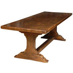 Provencial Trestle Dining Table in Solid Walnut, France