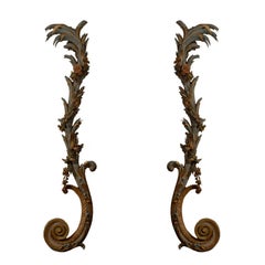 Pair of Large Continental Architectural Scroll Carvings