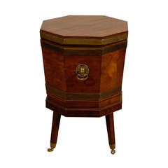 Antique Georgian Octagonal Cellarette with Satinwood Inlay, ca. 1790