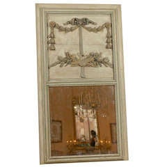 Louis XVI Style Painted Trumeau Mirror, 19th Century France