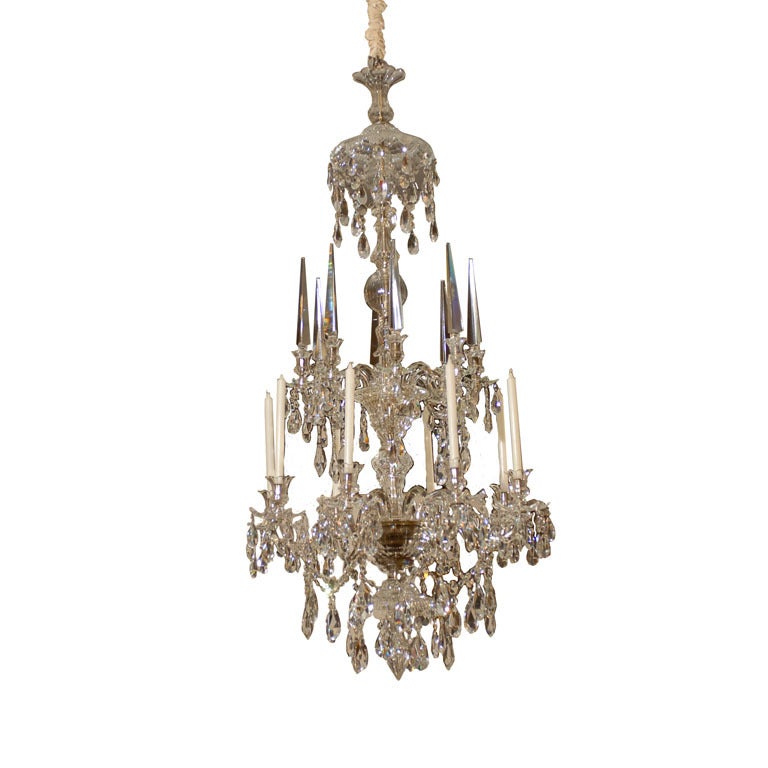 Very Fine Parker & Perry Crystal Arm Chandelier, ca. 1820 For Sale