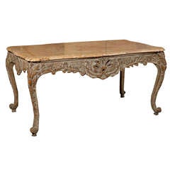 Regence Style Painted Console/Center Table with Marble Top