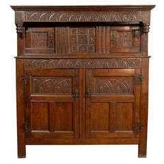 Antique 17th Century English Oak Court Cupboard