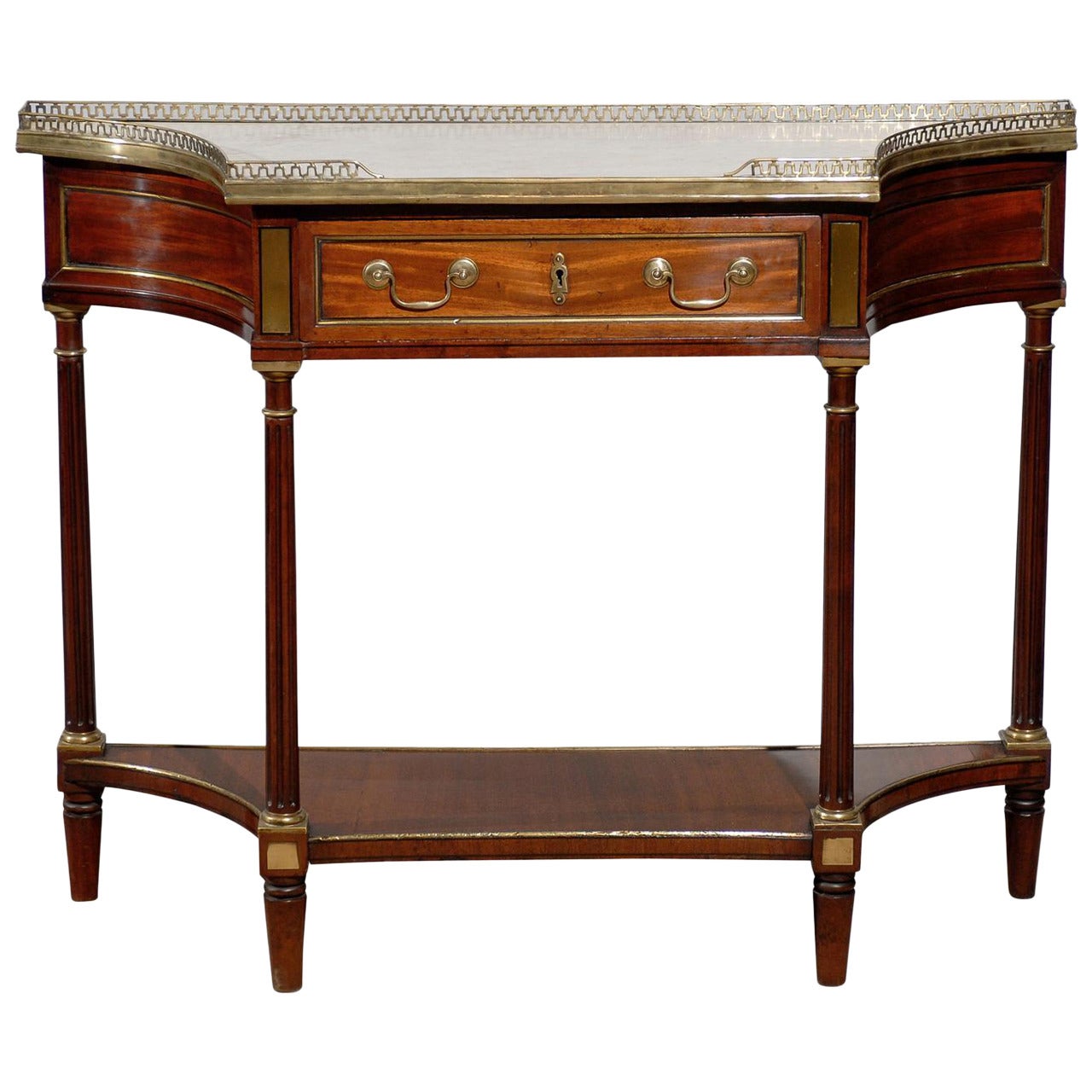 Late 18th Century French Louis XVI Walnut Dessert Table with Marble Top