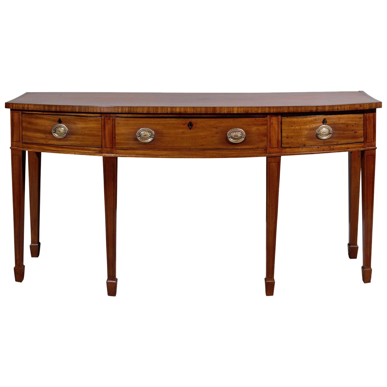 English Mahogany Bow Front Server with Inlay, circa 1830