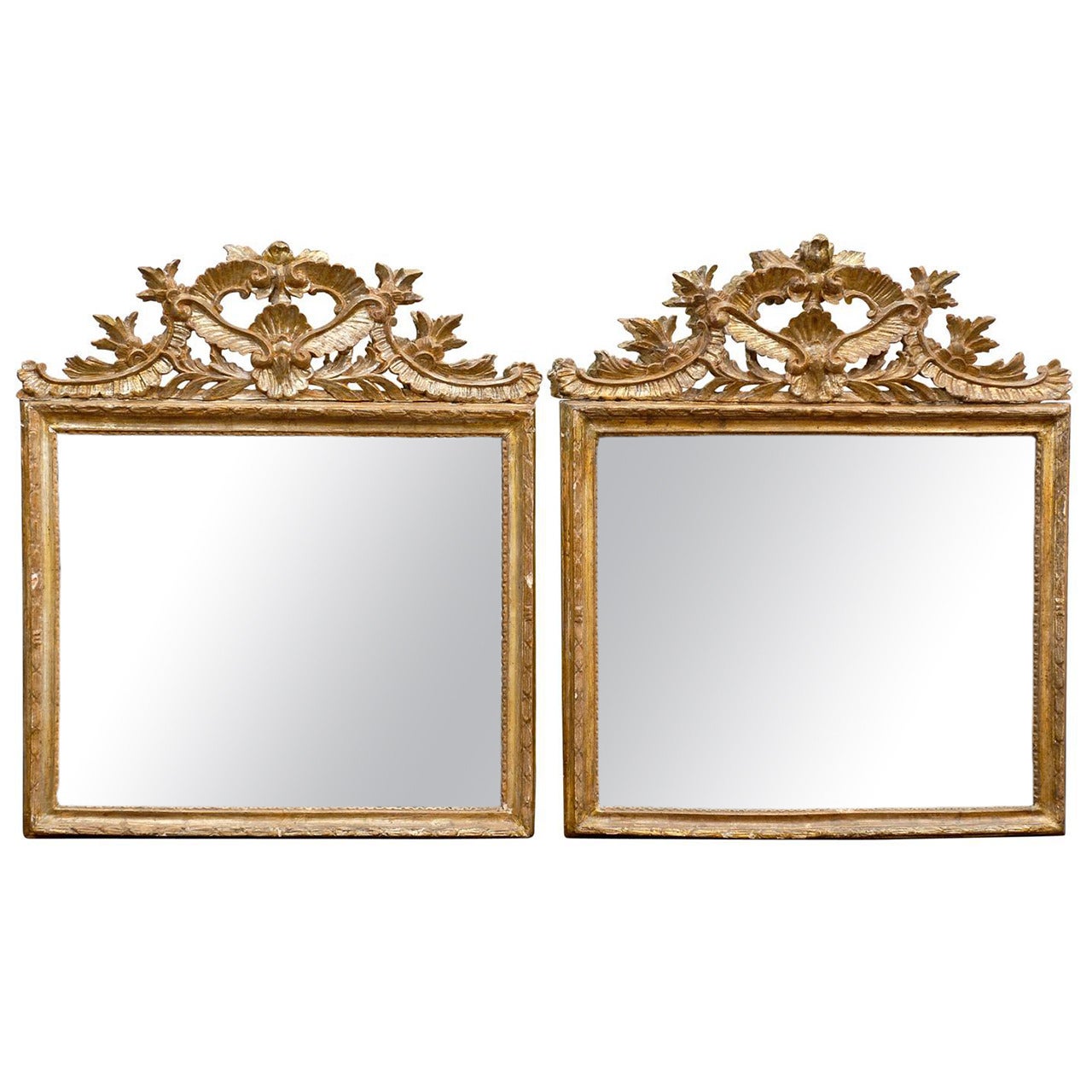 Paire de miroirs en bois doré néoclassique italien du 19e siècle en vente