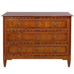 Northern Italian Neoclassical Fruitwood Commode with Parquetry Inlay, circa 1800