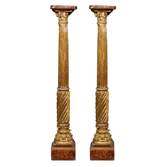 Pair of Italian Rococo Style Gilt Columns For Sale at 1stDibs | rococo ...