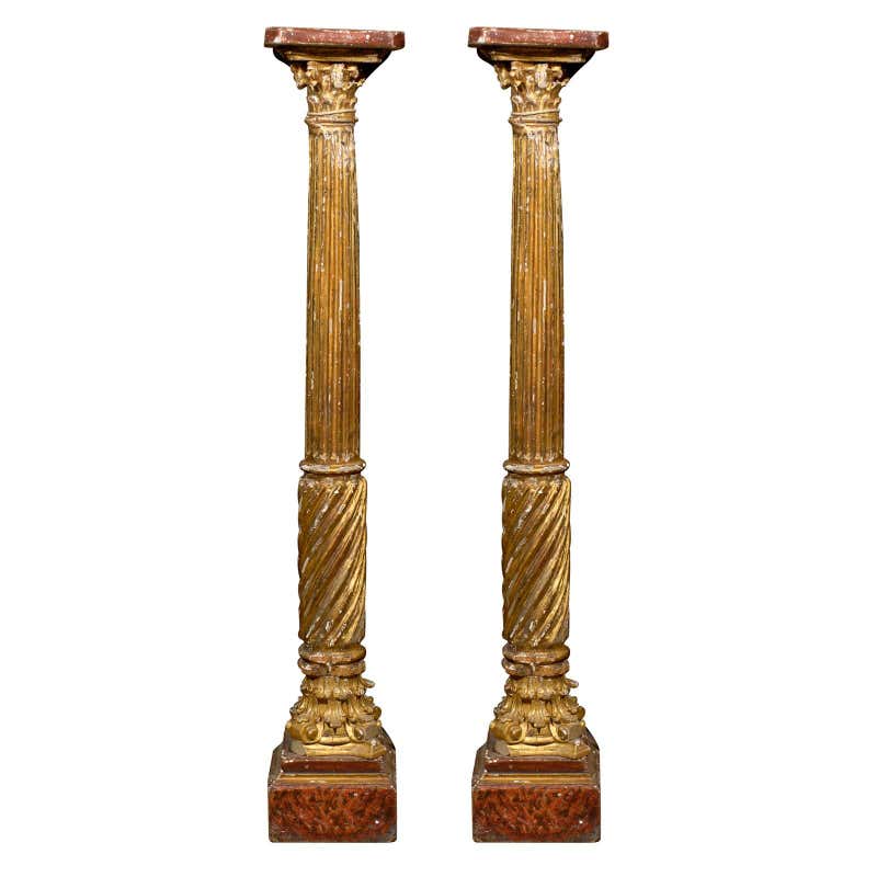 Pair of Italian Rococo Style Gilt Columns For Sale at 1stDibs | rococo ...